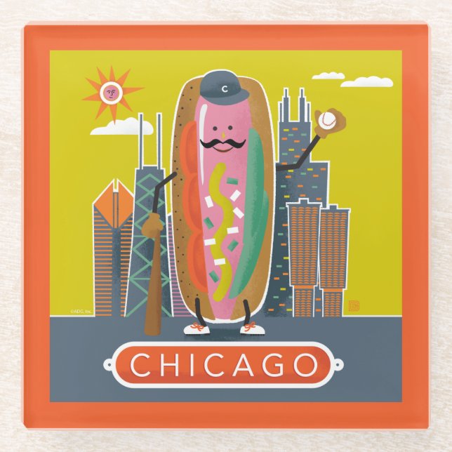 Chicago-Style Hotdog Glasuntersetzer (Vorderseite)