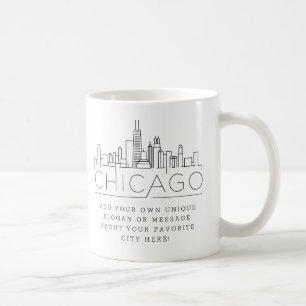 Chicago Stylized Skyline   Benutzerdefinierter Slo Kaffeetasse
