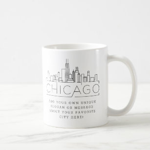 Chicago Stylized Skyline   Benutzerdefinierter Slo Kaffeetasse