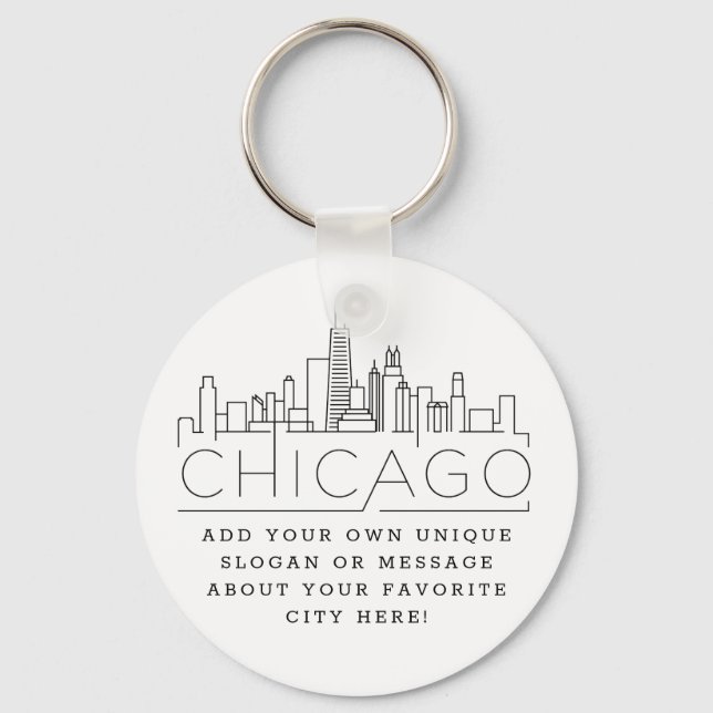 Chicago Stylized Skyline | Benutzerdefinierter Slo Schlüsselanhänger (Vorderseite)