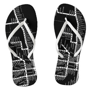 Chicago Subway Elevated Train Vintag System Map Flip Flops