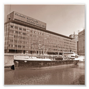 Chicago Sun Times Bldg Great Lakes Ship 1967 Fotodruck
