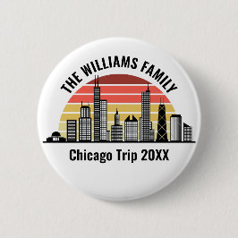 Chicago Sunset Customized Family Trip Button