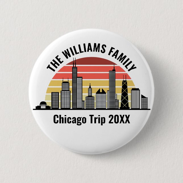 Chicago Sunset Customized Family Trip Button (Vorderseite)