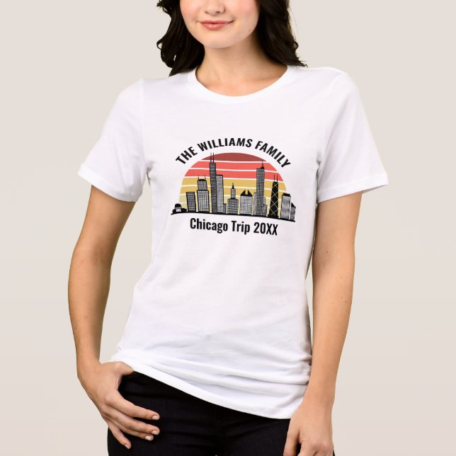 Chicago Sunset Customized Family Trip Women's Tri-Blend Shirt (Vorderseite)