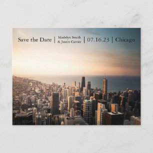 Chicago Sunset Foto - Save the Date Postkarte