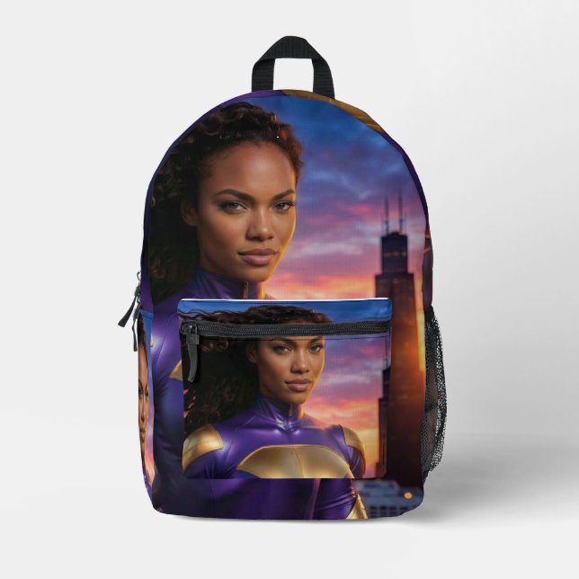 CHICAGO - SUPERHELD BEDRUCKTER RUCKSACK (Vorderseite)