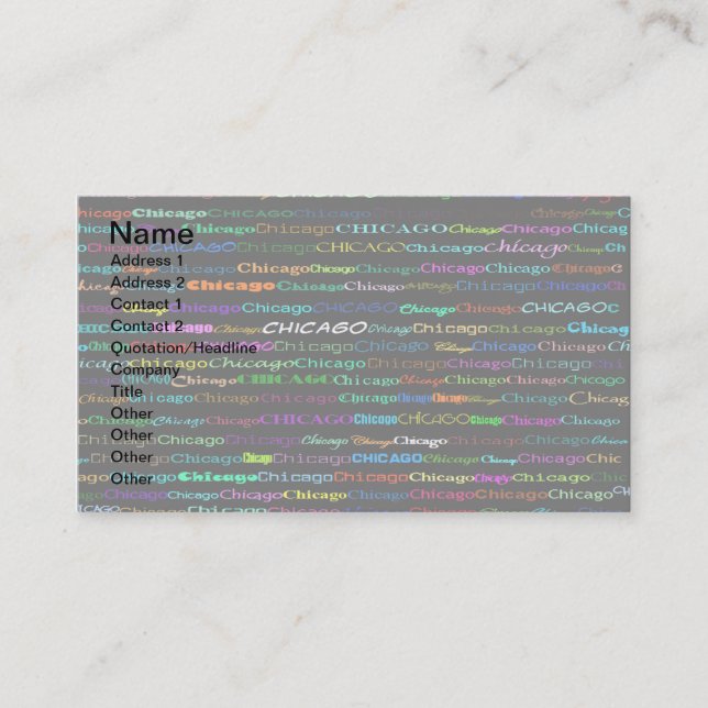 Chicago Text Design I Business Card I Visitenkarte (Vorderseite)