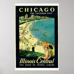"Chicago - The Vacation City" Vintag Poster