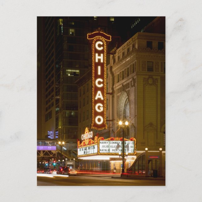 Chicago Theater, Chicago Illinois Travel Post Card Postkarte (Vorderseite)