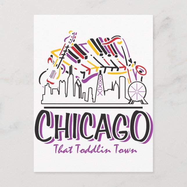 CHICAGO-TODDLIN-STADT POSTKARTE (Vorderseite)