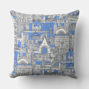 Chicago Toile Mitternachtsblau Retroblau Kissen