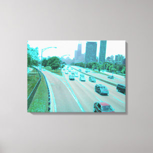 Chicago Traffic in Colored Foil Leinwanddruck