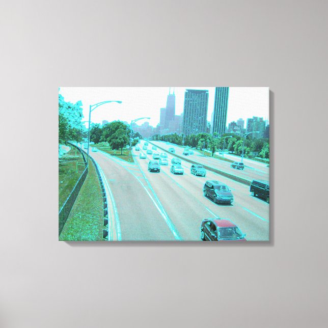 Chicago Traffic in Colored Foil Leinwanddruck (Vorderseite)