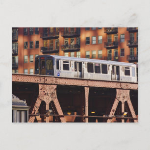 Chicago Train at Riverbend Postkarte