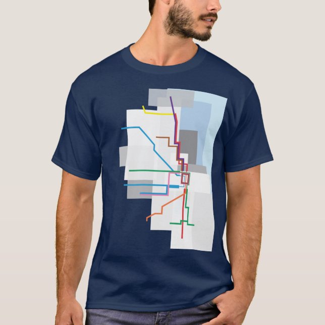 Chicago Transit Map Lake Graphic T-Shirt (Vorderseite)