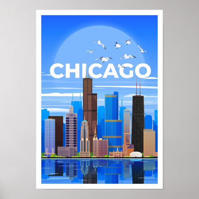 Chicago Travel Poster WallArt (Vorne)