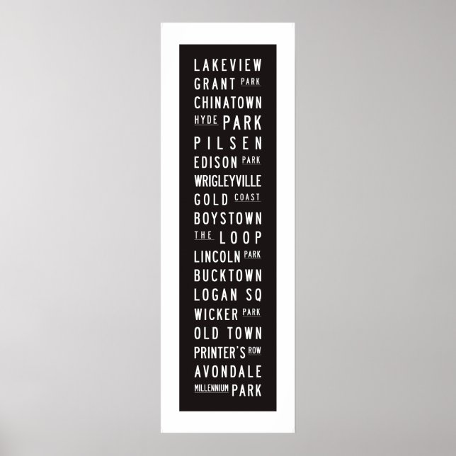 Chicago Typographic Subway Art Bus Roll Poster (Vorne)