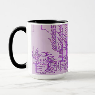 Chicago-U-Bahn-Karte mit Zugstopps vintage lila Tasse