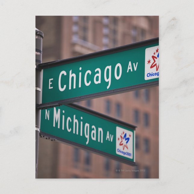 Chicago und Michigan Avenue, Chicago, Postkarte (Vorderseite)