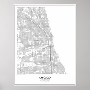 Chicago, United Staaten Minimalistisch Map Poster