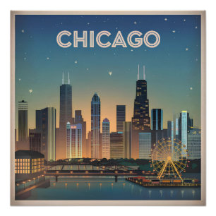 Chicago USA im Retrolook Poster