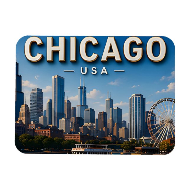 Chicago USA Skyline Reise Magnet (Horizontal)