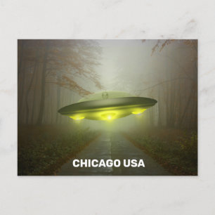CHICAGO USA SPACESHIP UFO ART Postkarten