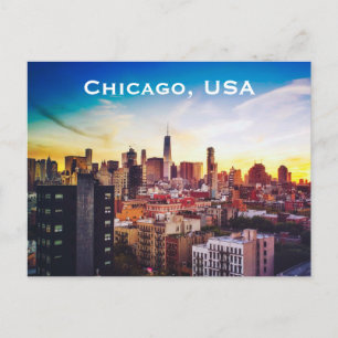 Chicago, USA Vintage Travel Tourism Add Postkarte