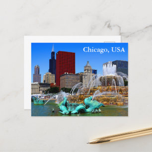 Chicago, USA Vintage Travel Tourism Add Postkarte