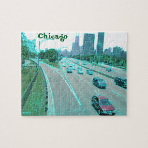 Chicago Verkehr in farbiger Folie Puzzle