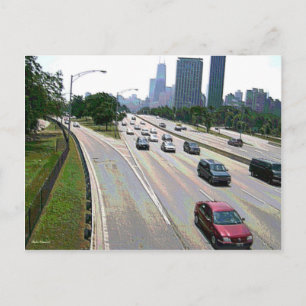 Chicago Verkehr in Sandstein Postkarte