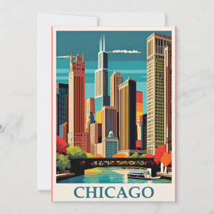 Chicago Vintag Illustration Dankeskarte
