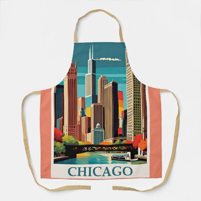 Chicago Vintag Illustration Schürze (Vorderseite)