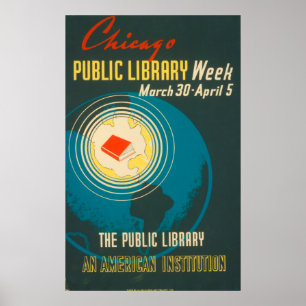 Chicago Vintag Public Library Poster
