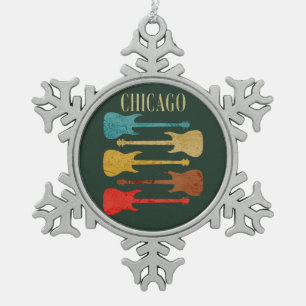 Chicago Vintage Guitars Concert Festival Souvenir Schneeflocken Zinn-Ornament