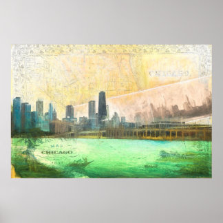 Chicago Vintage Postkarte Karte Poster