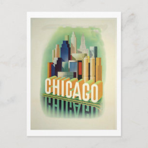 Chicago Vintage Reiseplakat Postkarte