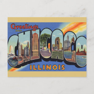 Chicago Vintage-Reisepostkarte Große Stadt ! Postkarte