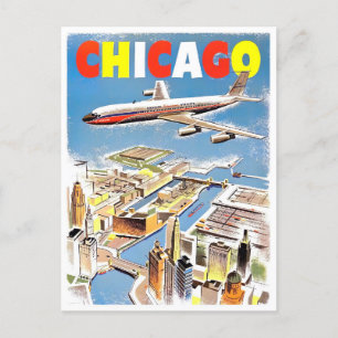 Chicago Vintage-Reisepostkarte Postkarte