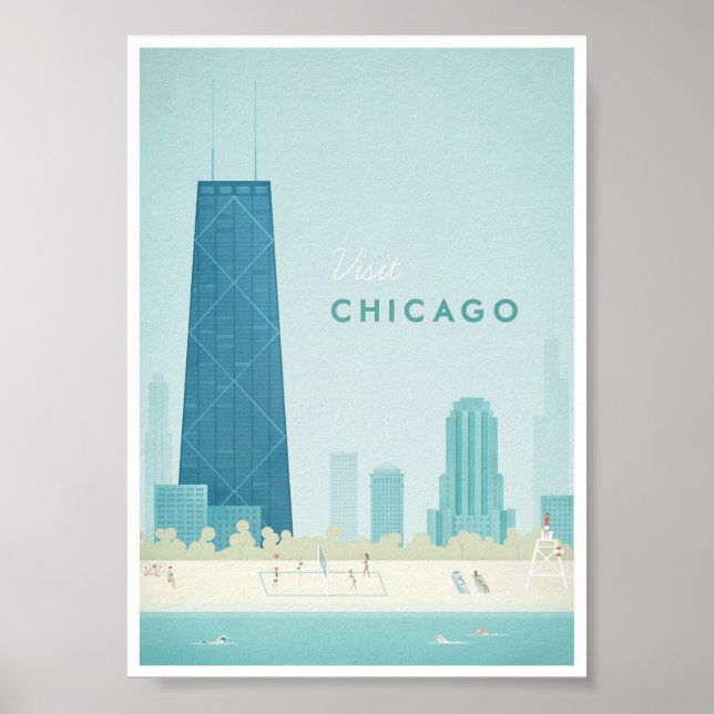 Chicago Vintage Travel Poster (Vorne)