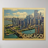 Chicago Vintage Travel Poster