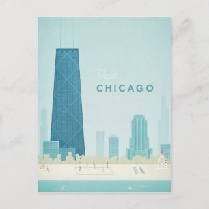 Chicago Vintage Travel Poster - Art Postkarte