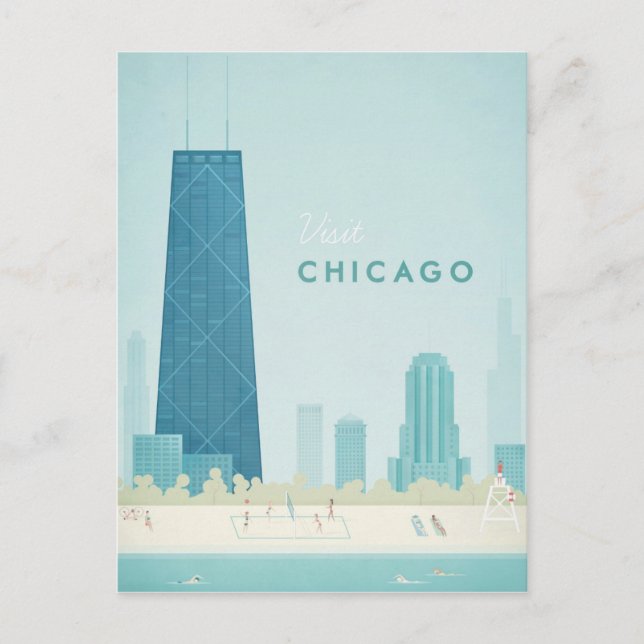 Chicago Vintage Travel Poster - Art Postkarte (Vorderseite)