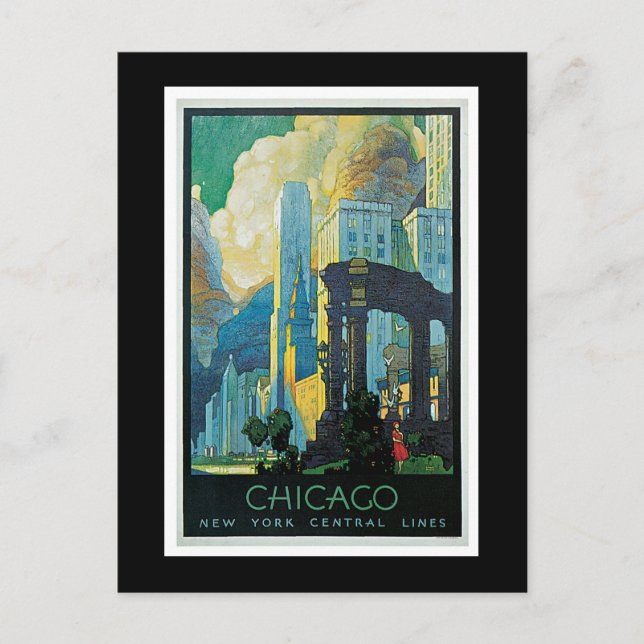 "Chicago" Vintage Travel Poster Postkarte (Vorderseite)