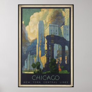 Chicago Vintage Travel Poster und Retro Prints