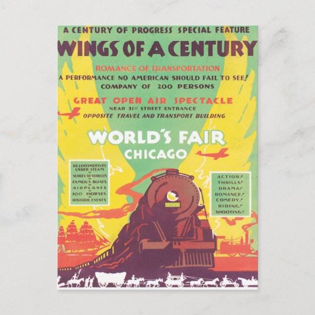Chicago - Vintage Welt Postkarte (Vorderseite)