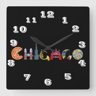 Chicago-Wanduhr Quadratische Wanduhr