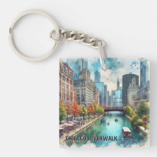 Chicago-Wasserfarbe-Acryl-Schlüsselanhänger Schlüsselanhänger