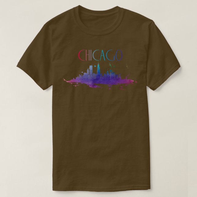 Chicago Watercolor Skyline TShirt (Design vorne)